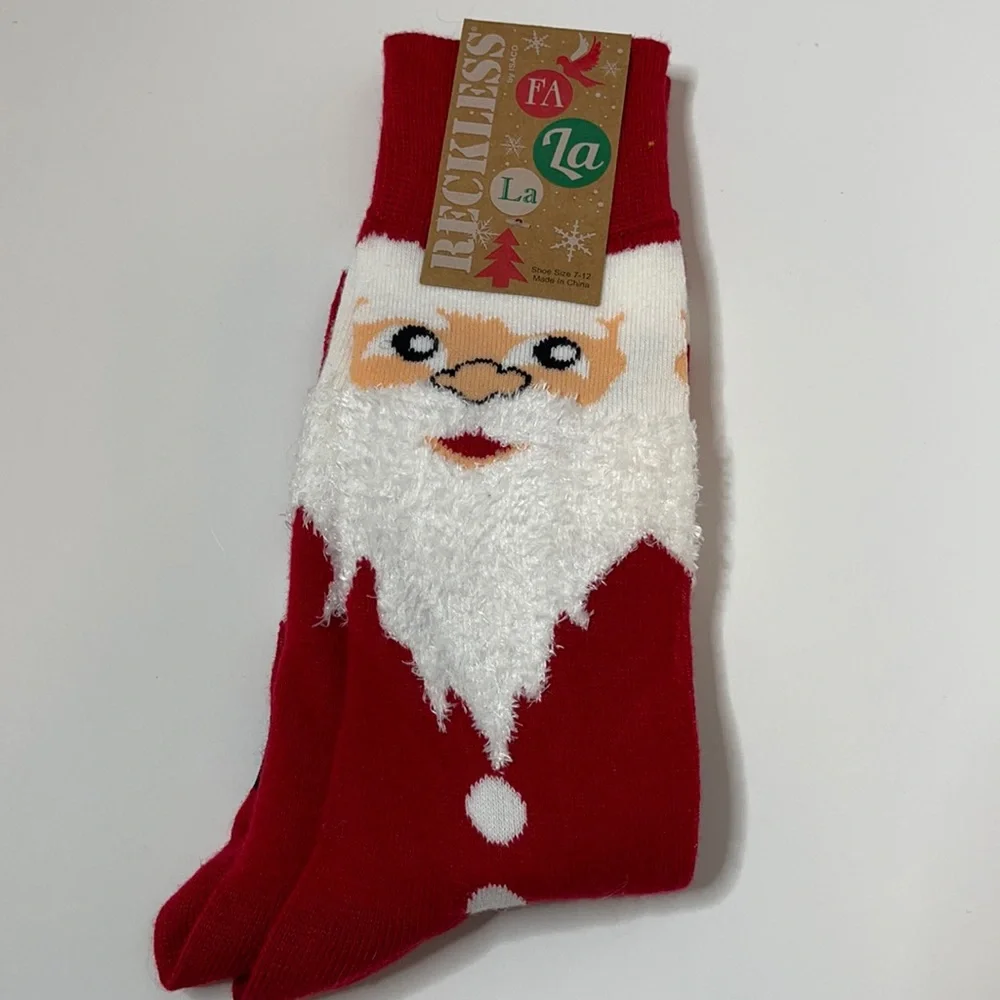 Reckless Fa La La Fear the Beard Christmas Holiday Socks.